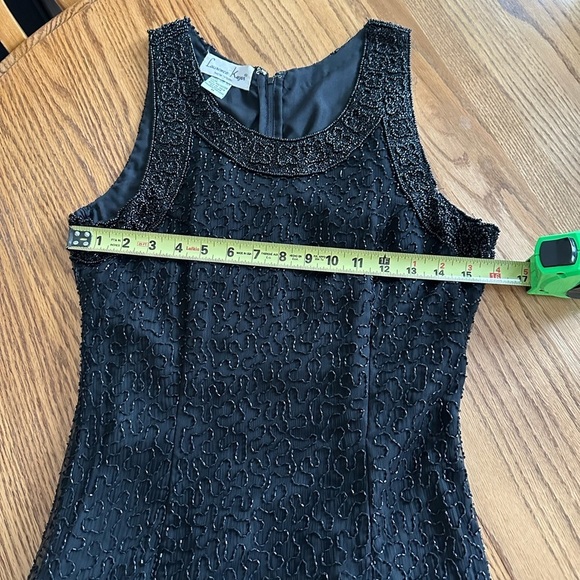 Lawrence Kager 100% Silk Embellished Sequined Dress  Back Slit Sz M Demure - Picture 10 of 15